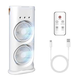 Double-Ended Mist Spray Fan – USB Rechargeable Mini Desk Cooler for Travel & Office Use