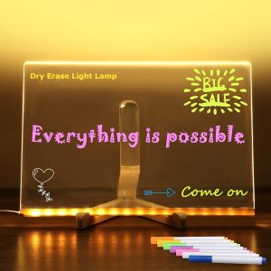 Ouvian 3D LED Acrylic Writing Board with Pen – 30x20 cm Illuminated Message Pad for Home, Office, Décor & Gifting
