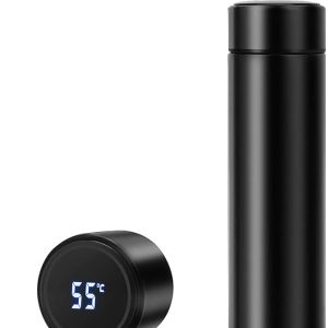 Ouvian Smart LED Temperature Bottle – 500ml Vacuum Flask | Leakproof | With Straw | Ideal for Travel, Kids, Fitness, Sports & Gym