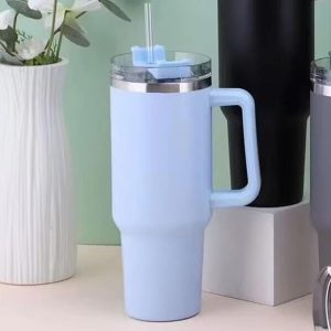 Ouvian 40oz Travel Tumbler – Stainless Steel, Vacuum Insulated with Straw Lid & Handle | BPA-Free (Blue)