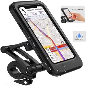 Ouvian iCall Bike Phone Mount – Waterproof 360° Rotation Motorcycle & Bicycle Holder | Universal Handlebar Fit | Touchscreen-Compatible Case