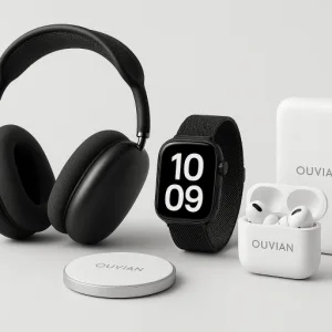 Ouvian Premium Tech Combo – Headphones + Smart Watch Series 10 + Pods Pro 2 (Type-C)+ Power Bank ( Free Silicone case and charger case )